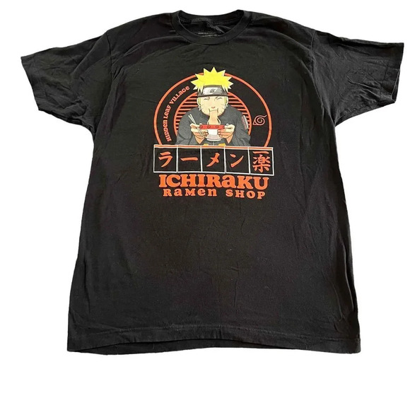 Naruto Shippuden Ichiraku Ramen Anime Black‎ Graphic Tee Men's Size Large - Picture 1 of 4